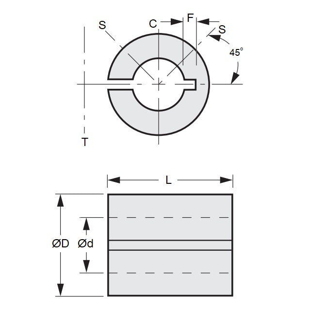 1069836 | RB-064-040-090-A (Each) --- Bore Reducers - 6.35x4x9 mm - Aluminium Alloy Reducer