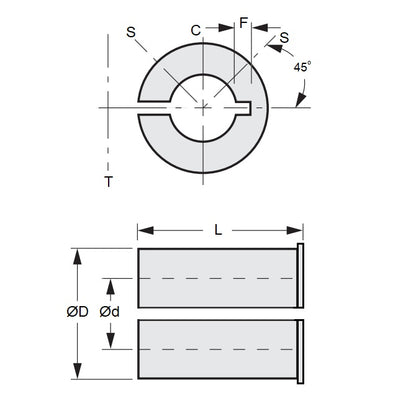 1091040 | RB-100-064-F-081-A (3 Pcs) --- Bore Reducers - 10 mm x 6.35 mm x 8.1 mm