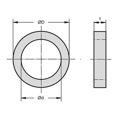 Anello di backup 3,2 x 6,4 x 1,35 mm - Acciaio per molle - MBA (confezione da 50)