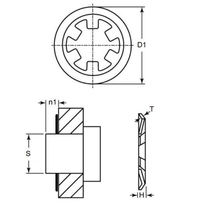 Anello di Ritegno a Spinta 15,88 x 24 mm - Acciaio al Carbonio Zincato a Spinta - MBA (Confezione da 500)