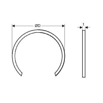 1125939 | WRE-0210-LS (PK-10) --- External Retaining Rings - 21x1.2x20.2 mm Snap Rings - Carbon Spring Steel