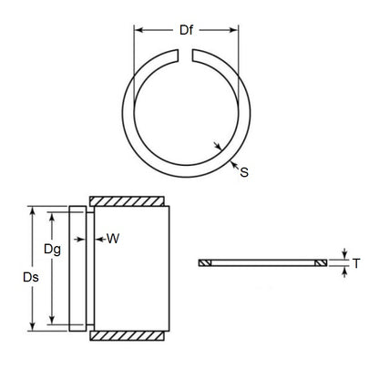 1070233 | WRE-0064-SQ-HO (Each) --- External Retaining Rings - 6.35x0.79x5.94 mm Snap Rings - Carbon Spring Steel