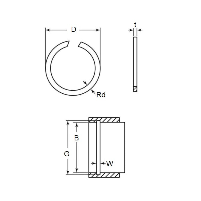 Circlip 71,43 x 2,36 mm - Acier à ressort interne - Alésage du boîtier 71,43 - MBA (Pack de 2)