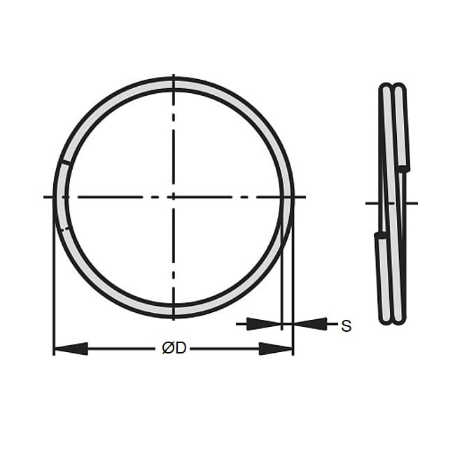 1040065 | RS18-26-ZP (5 Pcs) --- Split Rings - 1.78 mm x 23.6 mm x 27.3 mm