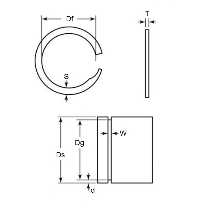 1183040 | US-350 (26 Pcs) --- External Retaining Rings - 88.9 mm x 0.99 mm x 85.65 mm