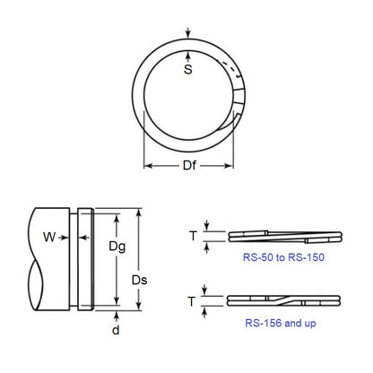 Anneau spiralé externe 13,5 x 0,64 mm - Acier à ressort spiralé - Usage moyen - Arbre 13,49 - MBA (Pack de 19)