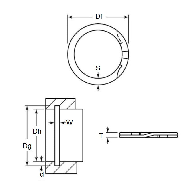 Anneau spiralé interne 19,05 x 0,79 mm - Spirale en acier inoxydable de qualité 302 - Usage moyen - Alésage du boîtier 19,05 - MBA (Paquet de 38)