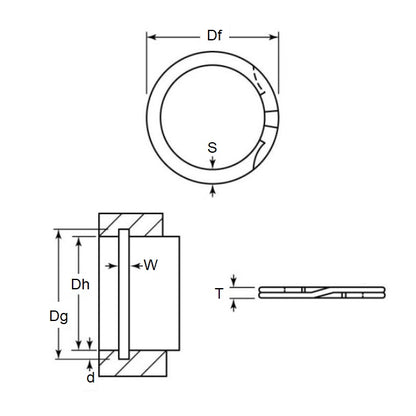 1144362 | RRT-125-S02 (Each) --- Internal Retaining Rings - 31.75x1.27x33.53 mm Spiral Rings - Stainless Steel 302/304 Similar to A2, 18-8 Spiral Ring