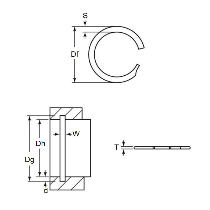 Anneau spiralé interne 12,7 x 0,46 mm - Spirale en acier inoxydable de qualité 302 - Usage léger - Alésage du boîtier 12,70 - MBA (Pack de 8)