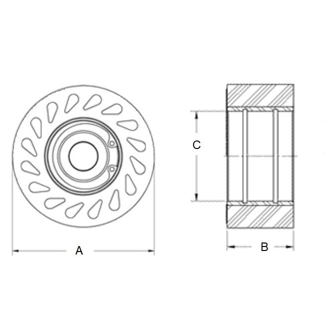 1163440 | RR-1177RS (Each) --- Solid Shaft Mount Rollers - 50.8x49.28 - 31.80 - 31.90 Bonded Insert - Urethane Roller
