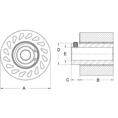 1188878 | RR-423RS --- Durasoft Shaft Mount Rollers - 101.6 mm x 49.28 mm x 12.7 mm