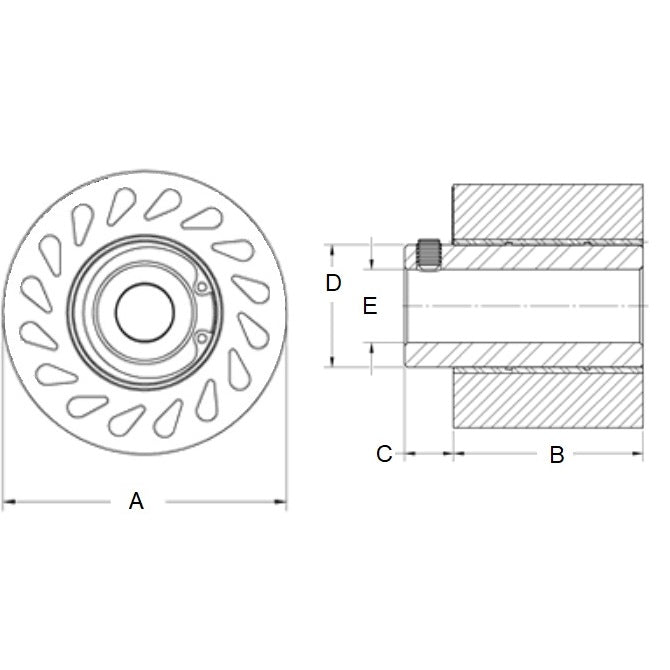 1190068 | RR-351RS (Each) --- Solid Shaft Mount Rollers - 101.6x23.37 - 15.90 - 16.03 Black Neoprene - Neoprene Rubber Roller