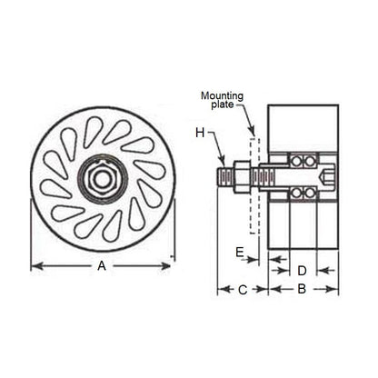 1151609 | RR-24RS --- Solid Stud Mount Rollers - 38.1 mm x 31.75 mm 5/16-18 UNC (7.94mm)