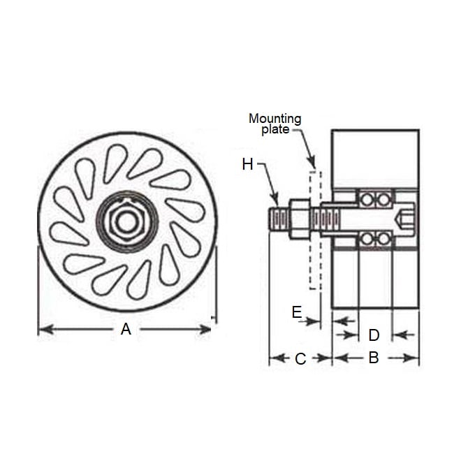 1188845 | RR-336RS --- Solid Stud Mount Rollers - 101.6 mm x 23.37 mm 1/2-13 UNC (12.7mm)