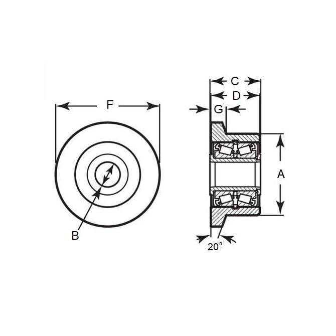 Rouleau à bride 76,2 x 46,025 x 25,4 mm - Acier - MBA (Pack de 1)