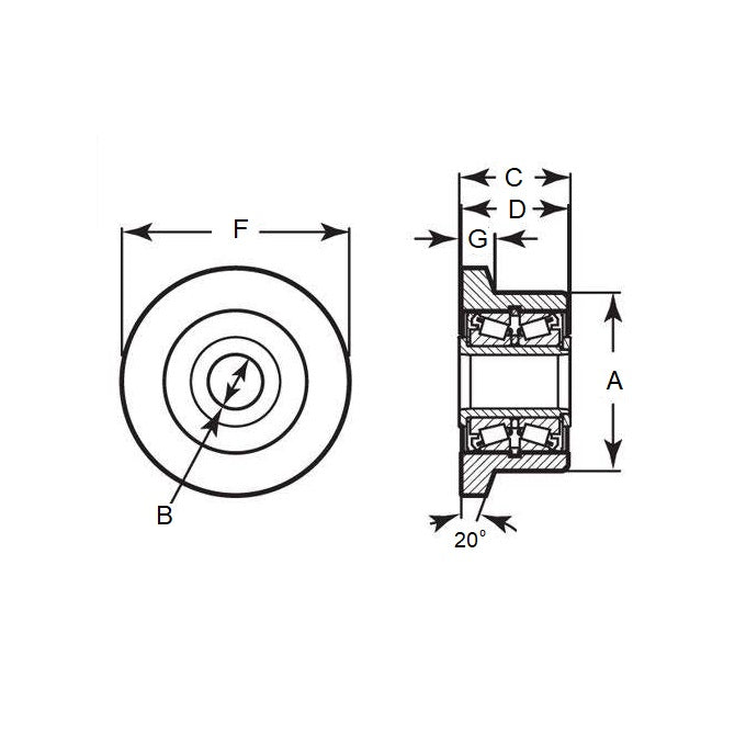 1172364 | CCF945RS (Each) --- Flanged Rollers - 63.5x39.675x19.05 mm - Steel Roller