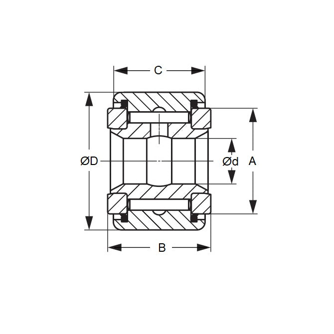 1128434 | CRY-44VUU (Each) --- Needle Roller Roller Followers - 19.05x69.85x39.688 mm Full Complement