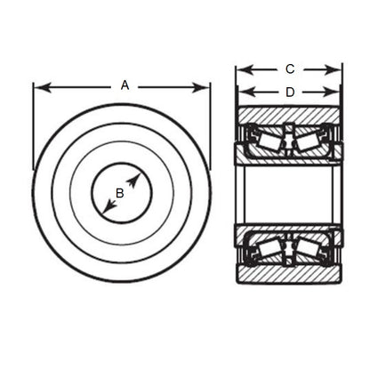 1172365 | CCF935RS (Each) --- Plain Rollers - 63.5x39.68x19.05 mm - Steel Roller