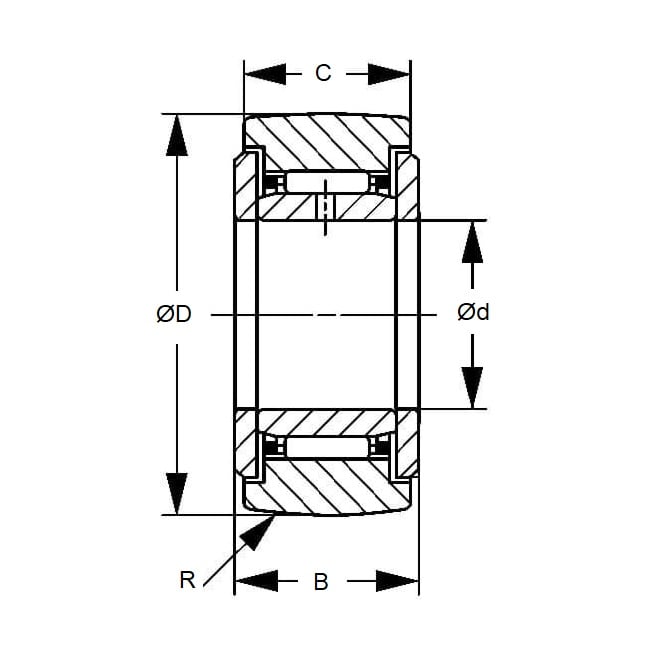 Rullo 40 x 80 x 30 mm - con pista interna e acciaio con diametro esterno raggiato - Protezioni sigillate - MBA (confezione da 1)