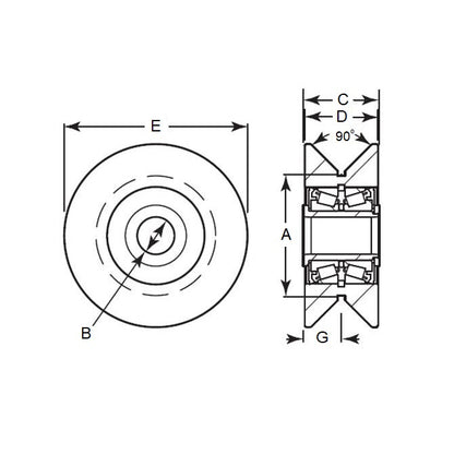 1194638 | CCF960RS (Each) --- V-Groove Rollers - 114.3x40.95x25.4 mm - Steel Roller
