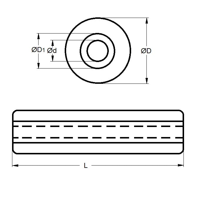 Rouleau en uréthane 76,2 x 19,05 x 609,6 mm – Usinable avec polyuréthane à noyau dur – MBA (lot de 1)