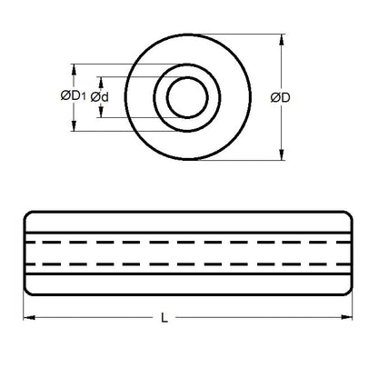 Rouleau en uréthane 50,8 x 12,7 x 304,8 mm – Usinable avec polyuréthane à noyau dur – MBA (lot de 1)