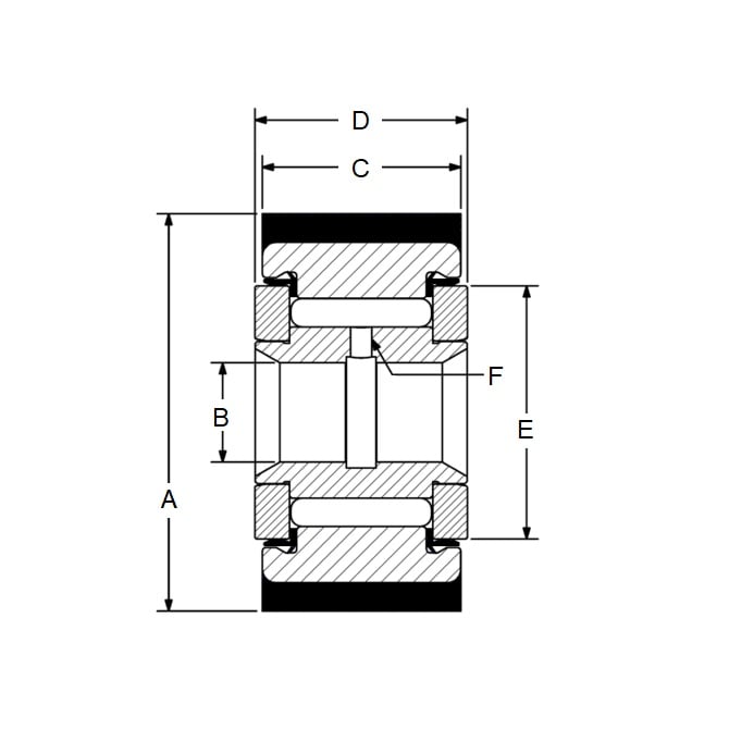 Rullo a forcella 38,1 x 9,525 x 19,05 - Camma standard rivestita in poliuretano - MBA (confezione da 1)