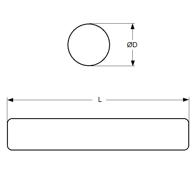 1045681 | 0R-0020-0500-S3-T08 (Each) --- Precision Ground Shafting - 2x500 mm - 303 Stainless Steel