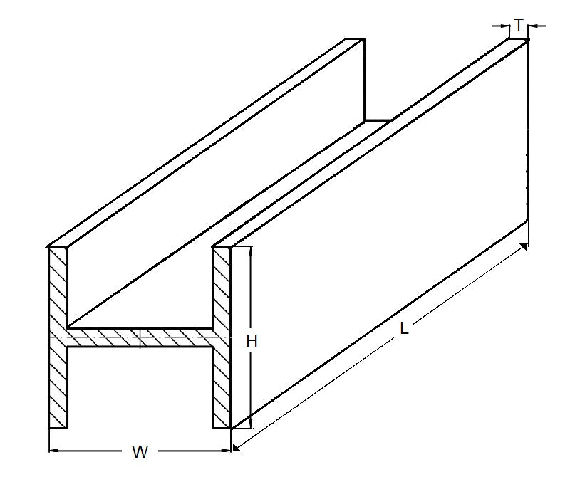 1036716 | 2RH-016-032-0300-BR385 (Each) --- H Section Bar Rod - 1.59x3.18x0.508 mm Brass Bar