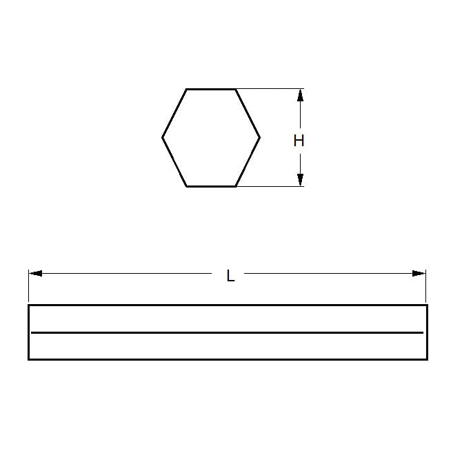 Barre Hexagonale 10 x 1000 - Titane Roulé Gr2 - MBA (1 Longueur)