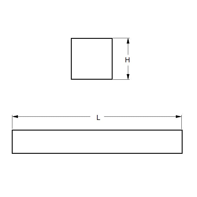 1073778 | 4R-0064-0914-BR360 (Each) --- Square Bar Rod - 6.35x914 mm - C360 - Brass C360