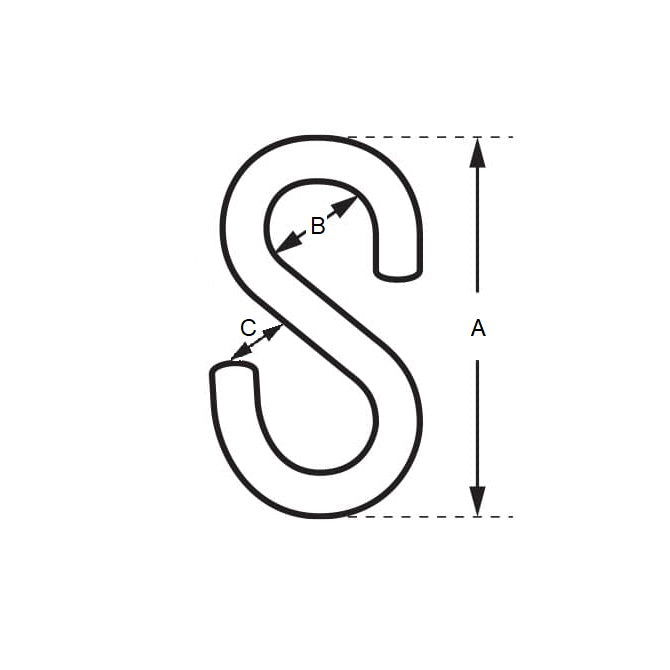 1042808 | SH-21RS (PK-5) --- S Shape Steel Hooks - 2.667x25.4x7.938 mm