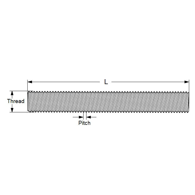 1075394 | AT064W-0914-MZ (Each) --- Allthread Threaded Rod - 1/4-20 BSW - 6.35mm - 1.270 mm / 20 TPI 914.4 mm - Zinc Plated Mild Steel