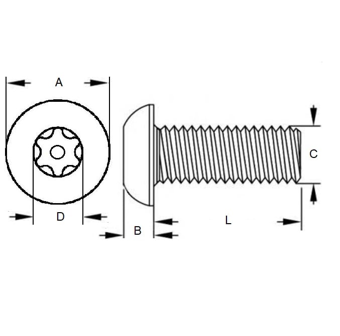 1054076 | SCS0400-008-C-SK-S4 (50 Pcs) --- Security Screws - M4 (4x0.7mm) x 8 mm