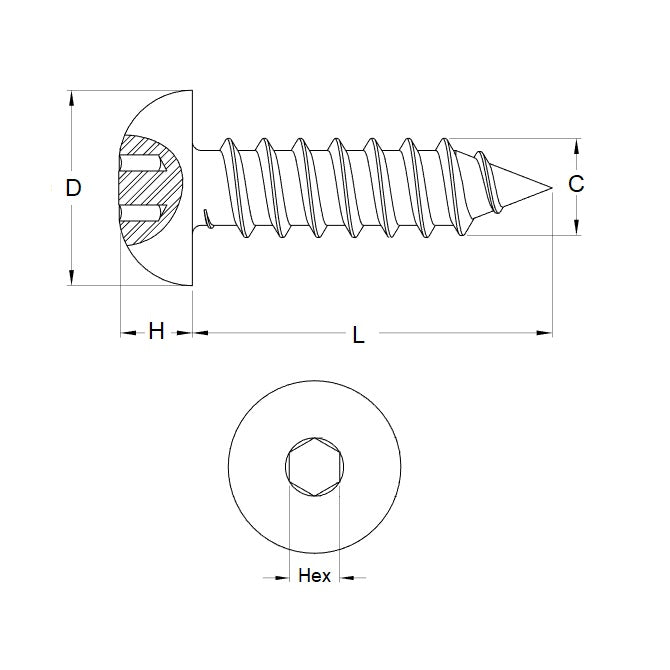 Vis 2,18 mm (2 x 12,7 mm - Acier zingué - Douille bouton pour tôle - MBA (Pack de 50)