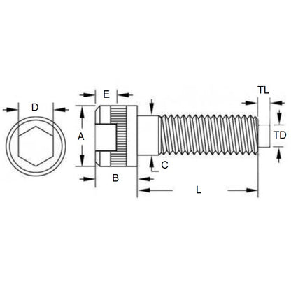 1077531 | SC079C-038-C-SK-C-NT (Each) --- Cap Tipped Screws - 5/16-18 UNC - 7.94mm - 38.1x4.8 mm Socket - Steel Alloy Screw