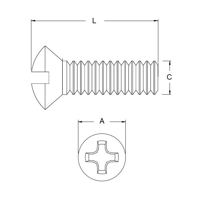 1043475 | SK030M-006-O-PH-S4 (PK-20) --- Countersunk Screws - M3 - 3x0.5mm - 6 mm - 304 Stainless Oval Top Screw