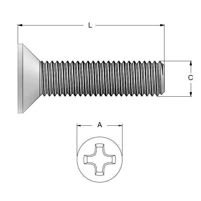 1055392 | SK040M-020-PH-TC1 (10 Pcs) --- Countersunk Screws - M4x0.7 x 20 mm