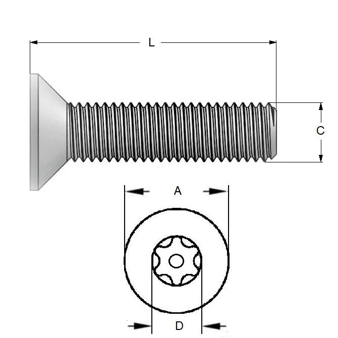 1055179 | SKS0400-016-SK-S4 (4 Pcs) --- Security Screws - M4 (4x0.7mm) x 16 mm