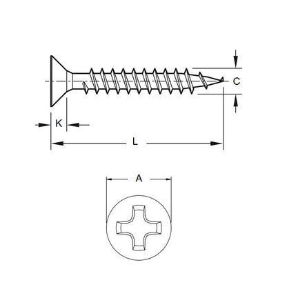 Vis autotaraudeuses 2,18 x 7,9 mm Inox 316 - Fraisée Philips - MBA (Lot de 50)