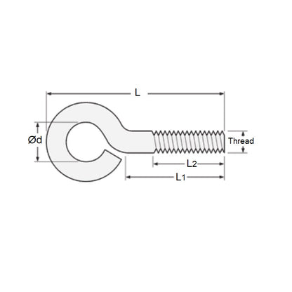 1103709 | EB-235RS (Each) --- Bent Eye Bolts - 1/2-13 UNC - 12.7mm - 127x107.95 mm Stainless Steel