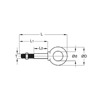 1122110 | CHE-82RS (Each) --- Partial Threaded Shank Eye Bolts - 3/4-10 UNC - 19.05mm - 114.3x38.1 mm Shouldered