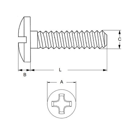 1046021 | SC030M-025-F-PH-CZ (PK-100) --- Fillister Head Screws - M3 - 3x0.5mm - 25 mm - Zinc Plated Steel Phillips Screw