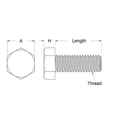 Vis 5/16-18 BSW x 31,8 mm Acier Zingué - Tête Hexagonale - MBA (Paquet de 50)