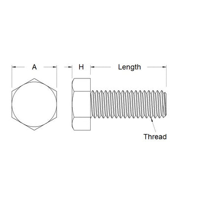 Vis M8 x 140 mm - Acier Zingué - Tête Hexagonale - MBA (Lot de 50)