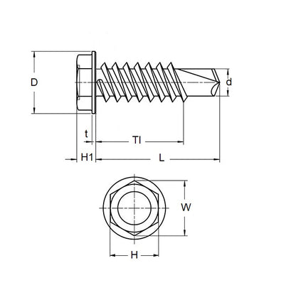 1071340 | SD064-038-HW-CZ (50 Pcs) --- Self Drilling Screws - 1/4-14 (6.35mm) x 38.1 mm x 100