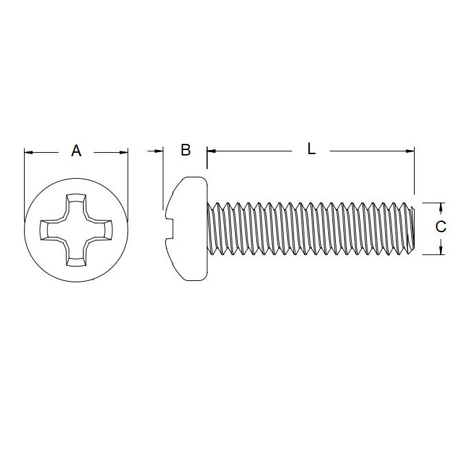 Vite M2,6 x 8 mm - Acciaio inossidabile 304 - Testa cilindrica Philips - MBA (confezione da 60)