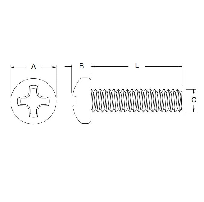 Vis 10-32 UNF x 15,90 mm Inox 304 - Tête Pan Philips - MBA (Lot de 5)