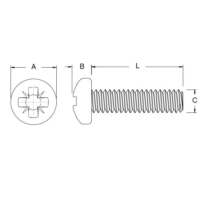 1061402 | SC050M-010-P-PZ-CZ (PK-100) --- Pan Head Screws - M5 - 5x0.8mm - 10 mm - Zinc Plated Steel Pozidrive Steel Screw