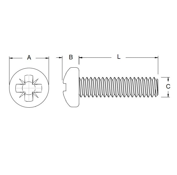 Vite M3 x 8 mm - Acciaio zincato - Testa bombata Pozidrive - MBA (confezione da 10)